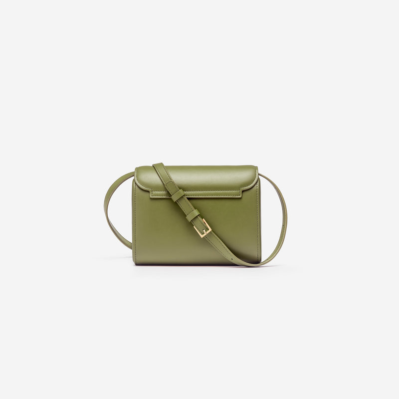 Sac à main M1_06 kaki vu de dos - MAES Paris, Haute Maroquinerie innovante & responsable [color:vert kaki,khaki green]