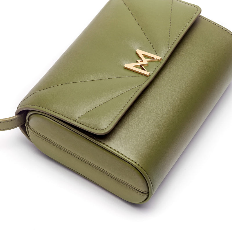 Sac à main M1_06 kaki vu de dessus - MAES Paris, Haute Maroquinerie innovante & responsable [color:vert kaki,khaki green]